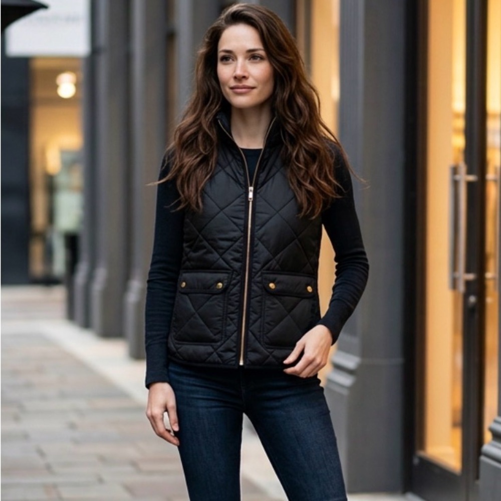 J. Crew Black Quilted Vest for Women